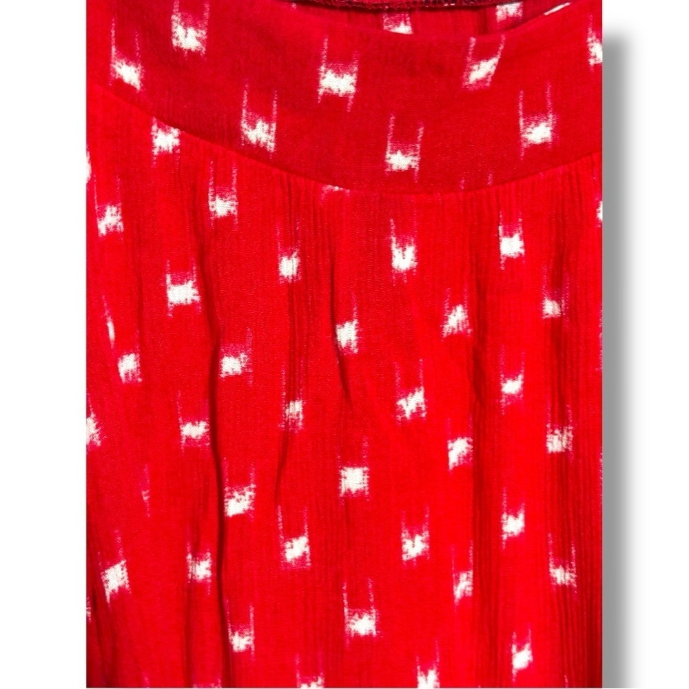 Universal Thread Red With White Pattern Sleeveless Adjustable Tiered Tank Top - Picture 8 of 16